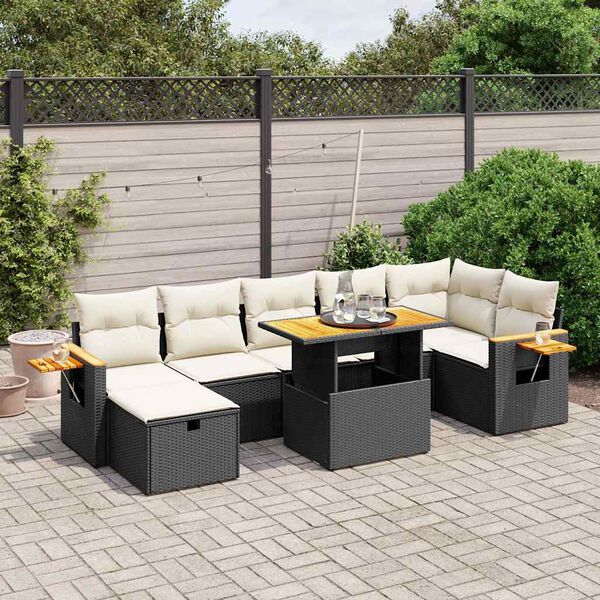 vidaXL Garden Sofa Set Black, Cream White