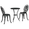 vidaXL Garden Bistro Set 3 pcs Black Aluminium