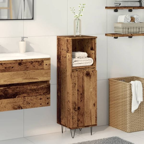vidaXL Bathroom Cabinet Old wood Engineered wood, iron Tall