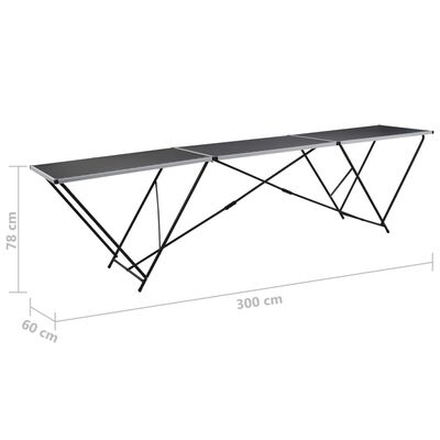 vidaXL Folding Pasting Table MDF and Aluminum 118.1"x23.6"x30.7"