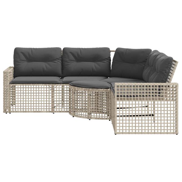 vidaXL Garden Sofa Light Grey PE rattan, Powder-coated steel, Polyester