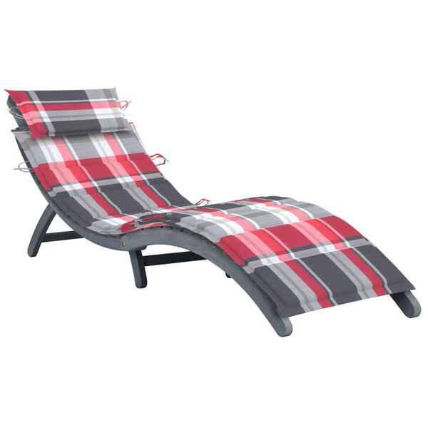 vidaXL Patio Sun Lounger Grey Solid acacia wood, 100% polyester Standard