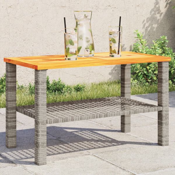 vidaXL Garden Table Grey PE Rattan Medium Durable Garden Table