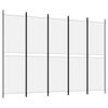 vidaXL 5-Panel Room Divider White 98.4"x70.9" Fabric