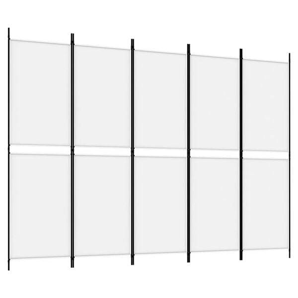 vidaXL 5-Panel Room Divider White 98.4"x70.9" Fabric