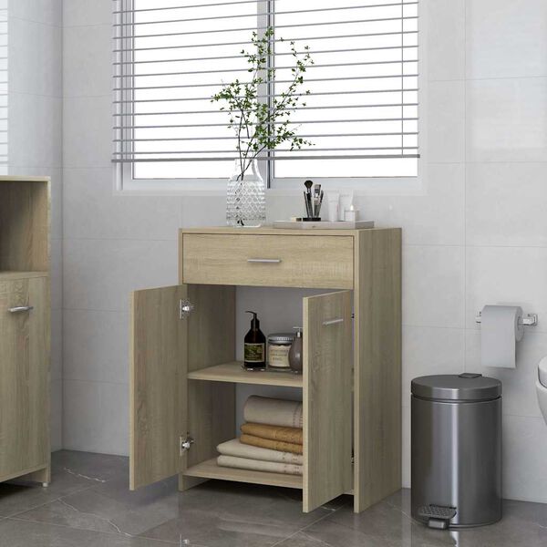 vidaXL Bathroom Cabinet Sonoma Oak 23.6"x13"x31.5" Engineered Wood