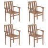 vidaXL Stackable Patio Chairs with Cushions 4 pcs Solid Teak Wood