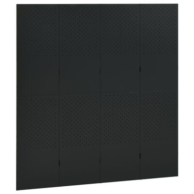 vidaXL 4-Panel Room Divider Black 63"x70.9" Steel
