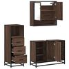 vidaXL Bathroom Furniture Set Brown Oak Engineered Wood, Metal, Glass