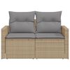 vidaXL Garden Sofa Beige PE rattan, powder-coated steel, polyester fabric