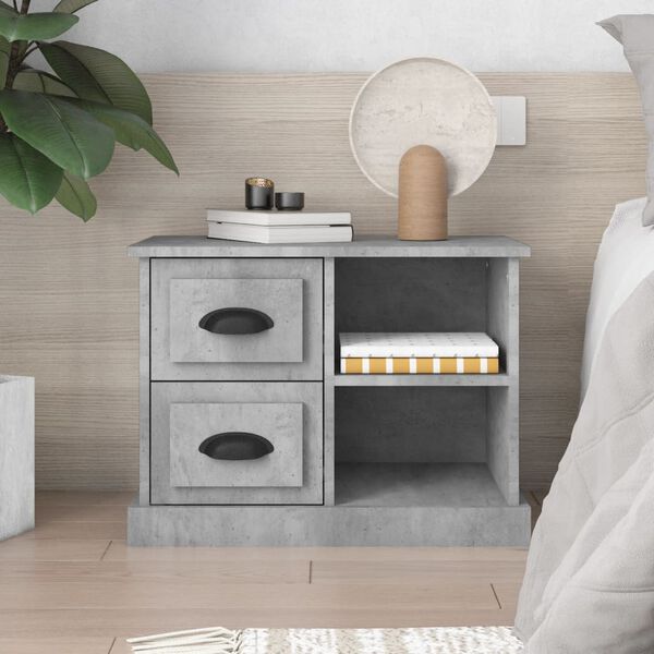 vidaXL Bedside Cabinet Concrete Grey Engineered Wood Medium