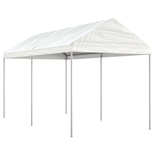 vidaXL Gazebo With Roof White Polyethylene, Galvanized Steel Large