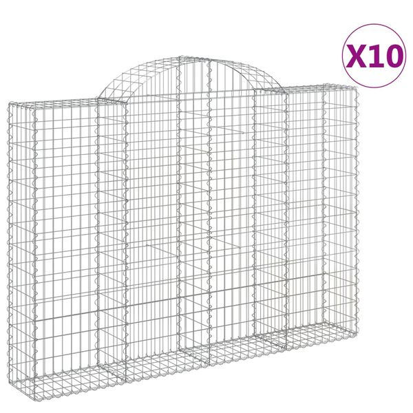 vidaXL Gabion Basket Set of 10 Silver Galvanized iron Extra Tall