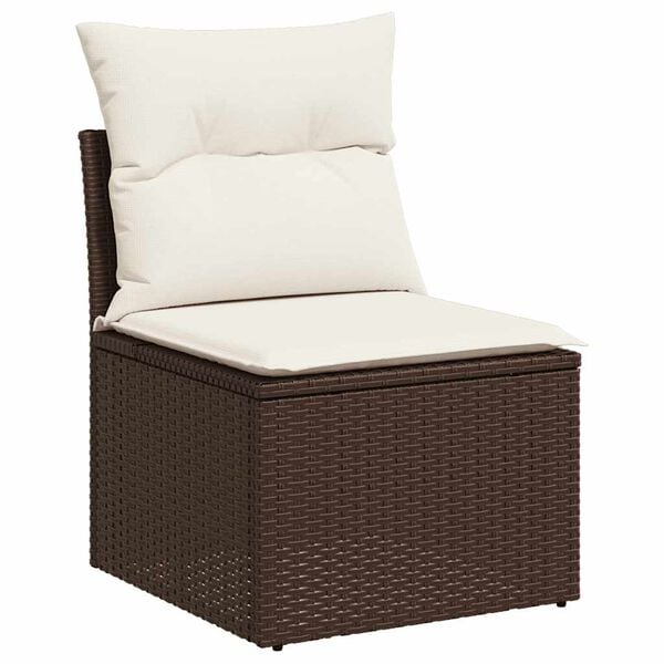 vidaXL Garden Sofa Set Brown PE rattan Large Adjustable Feet