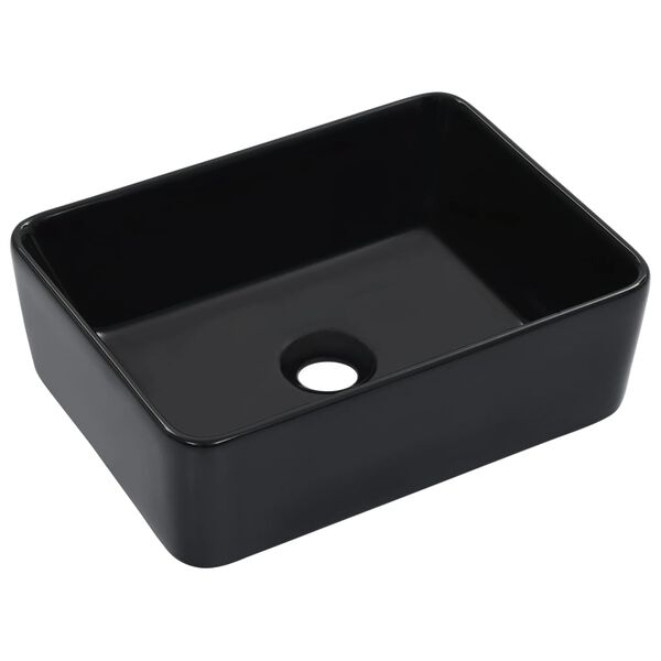 vidaXL Wash Basin 15.7x11.8x5.1" Ceramic Black