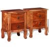 vidaXL Nightstand Set of 2 Brown Solid acacia wood Medium Nightstand