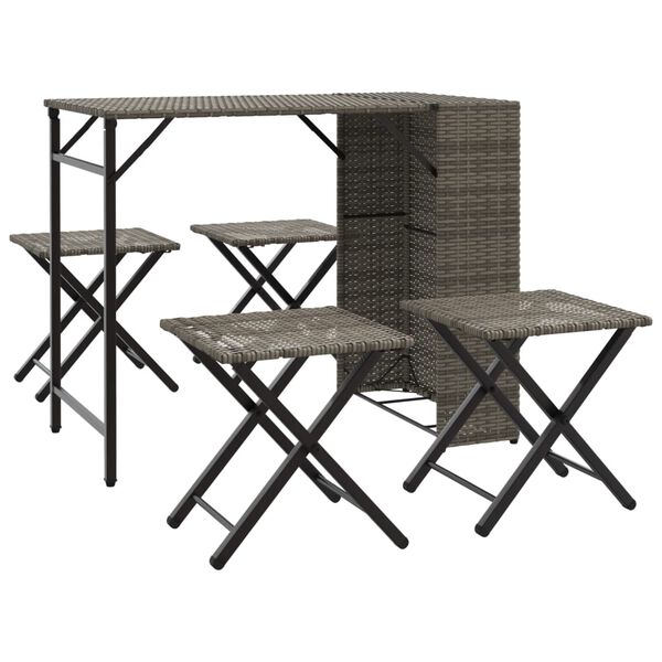 vidaXL Garden Dining Set Grey PE rattan, powder-coated steel Compact