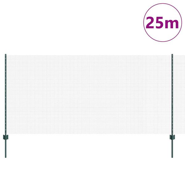 vidaXL Fence with Post Green 3.94 x 82.02 ft Steel and PVC