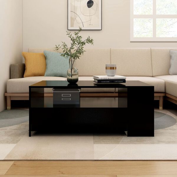 vidaXL Coffee Table Black Engineered Wood 40.2 x 21.7 x 16.5 in