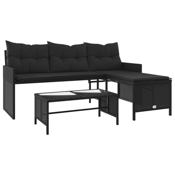 vidaXL Garden Sofa Black PE rattan Medium Removable Covers