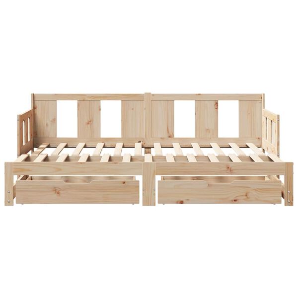 vidaXL Daybed With Trundle Natural Pine Solid Pine Wood 35.4x78.7 in
