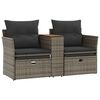 vidaXL Garden Sofa Grey PE rattan 2-Seater Adjustable Feet Garden Sofa