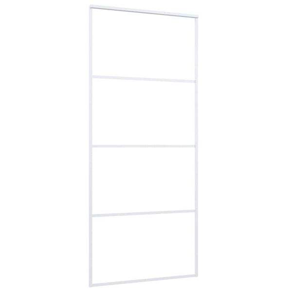 vidaXL Sliding Door Frosted ESG Glass and Aluminum 35.4"x80.7" White