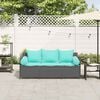 vidaXL Patio Sofa with Cushions 3-Seater Black Poly Rattan