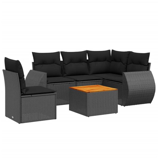 vidaXL Garden Sofa Set Black PE rattan Large Modular Garden Sofa Set