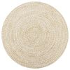 vidaXL Area Rug White and natural Jute and cotton 35.4 in diameter