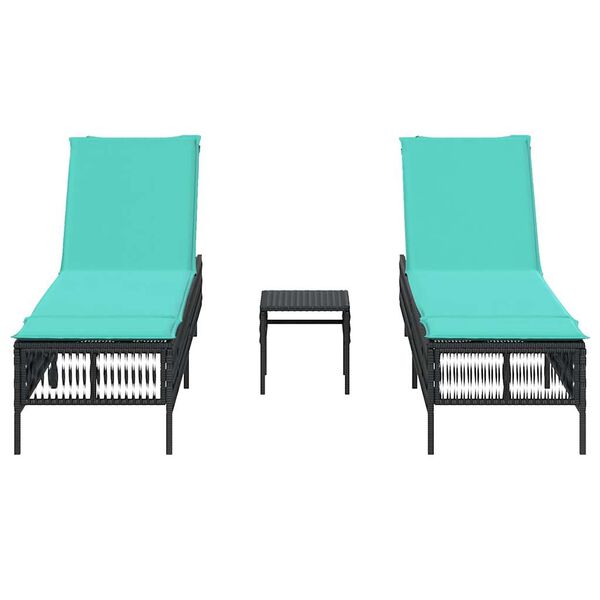 vidaXL Patio Sun Lounger Black PE Rattan Standard