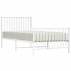 vidaXL Bed Frame White Powder-Coated Steel Single Bed Frame