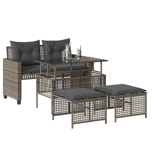 vidaXL Garden Sofa Set Set of 4 Grey PE rattan Medium Modular