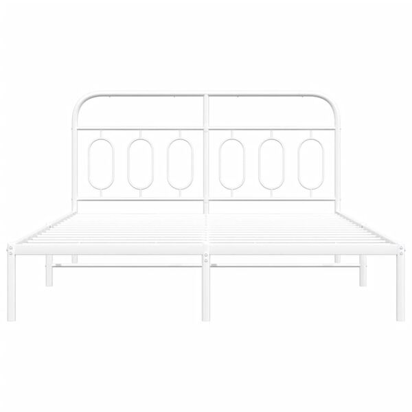 vidaXL Bed Frame White Steel King Metal Bed Frame Rectangular Modern