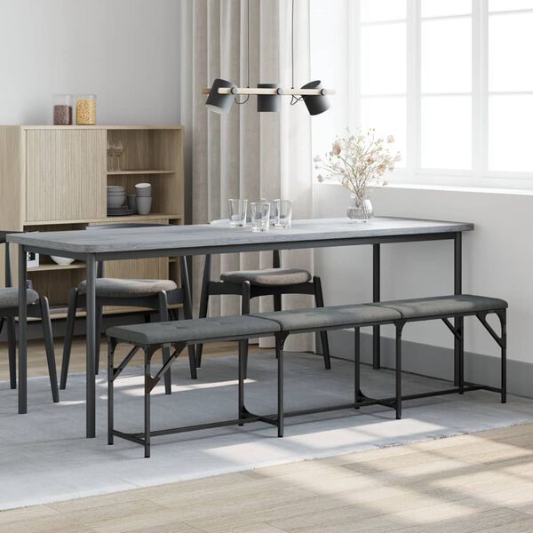 vidaXL Dining Bench Dark Grey Steel, 100% polyester fabric Large Durable