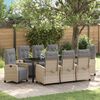 vidaXL Garden Dining Set 9 pcs Beige poly rattan