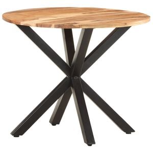 vidaXL Side Table Natural wood and black Solid acacia wood Medium
