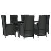vidaXL Patio Dining Set Black PE Rattan, Powder-Coated Steel, Tempered Glass
