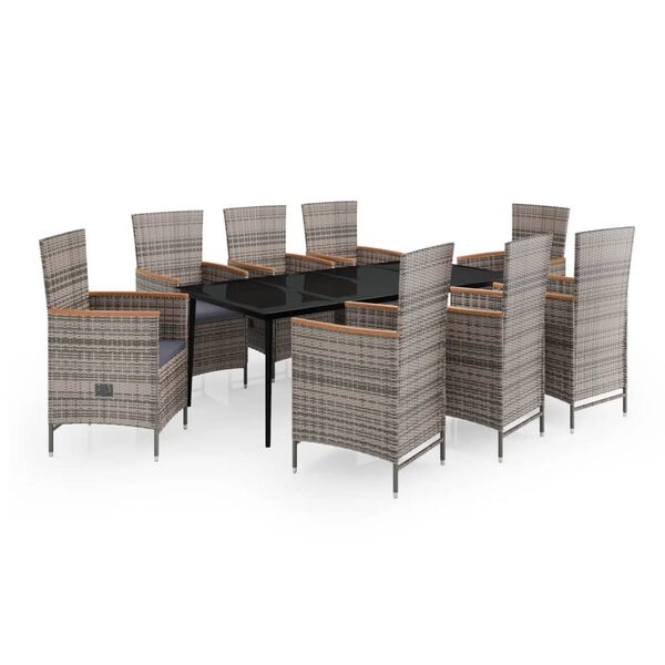 vidaXL Garden Dining Set Grey and Black