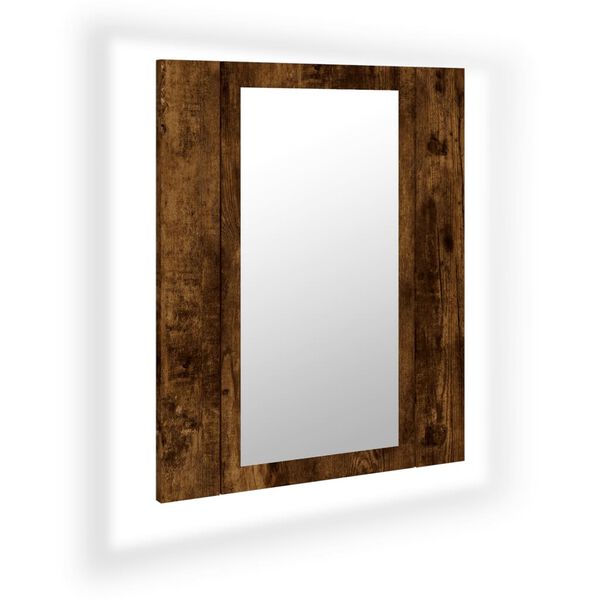vidaXL LED Mirror Cabinet Smoked Oak Engineered Wood Medium