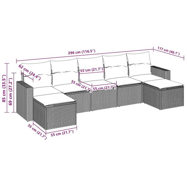 vidaXL Garden Sofa Set Brown