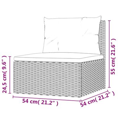 vidaXL 11 Piece Patio Lounge Set with Cushions Gray Poly Rattan