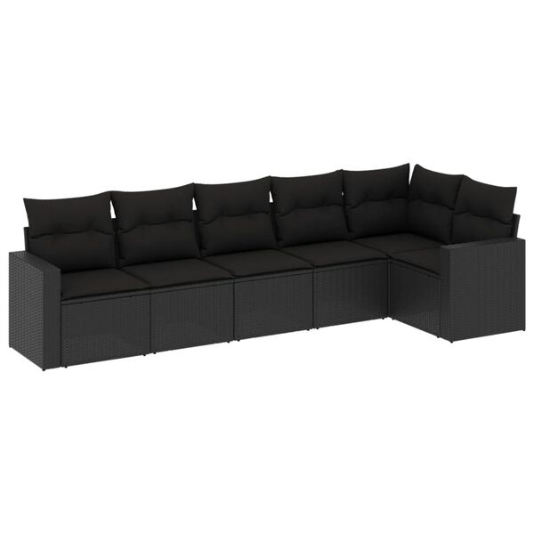 vidaXL Garden Sofa Set Black Poly Rattan 6-piece set Modular