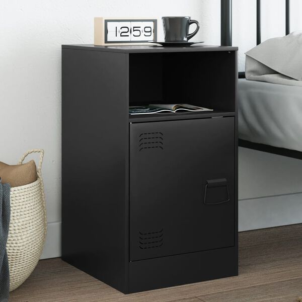 vidaXL Bedside Cabinet Black Cold-rolled steel Bedside Cabinet