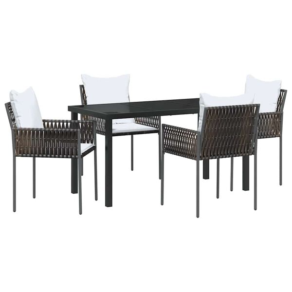 vidaXL Garden Dining Set 5 pcs Brown and Black PE Rattan