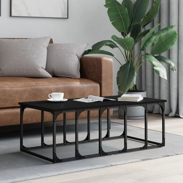 vidaXL Coffee Table Black Engineered Wood 39.4x19.7x14.0 in Modern