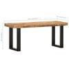 vidaXL Bench Brown and black Solid rough mango wood and steel 43.3 in