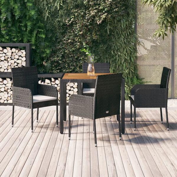 vidaXL Garden Dining Set Black