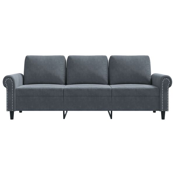vidaXL 3-seater Sofa Dark Grey Velvet (100% polyester) 3-seater Durable