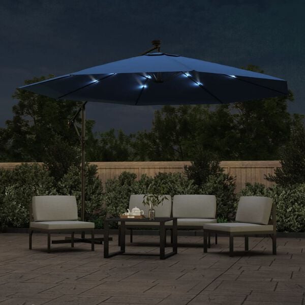 vidaXL Cantilever Garden Parasol Azure Blue UV Protective Polyester Large
